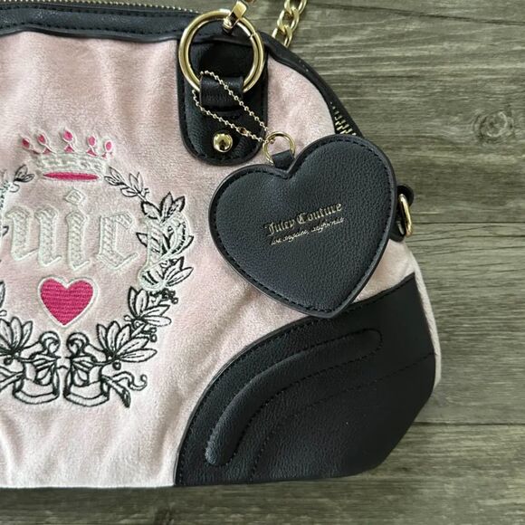 NEW! Juicy Couture Heritage Dome Velour Satchel Bag Dusty Blush Pink - Picture 2 of 6